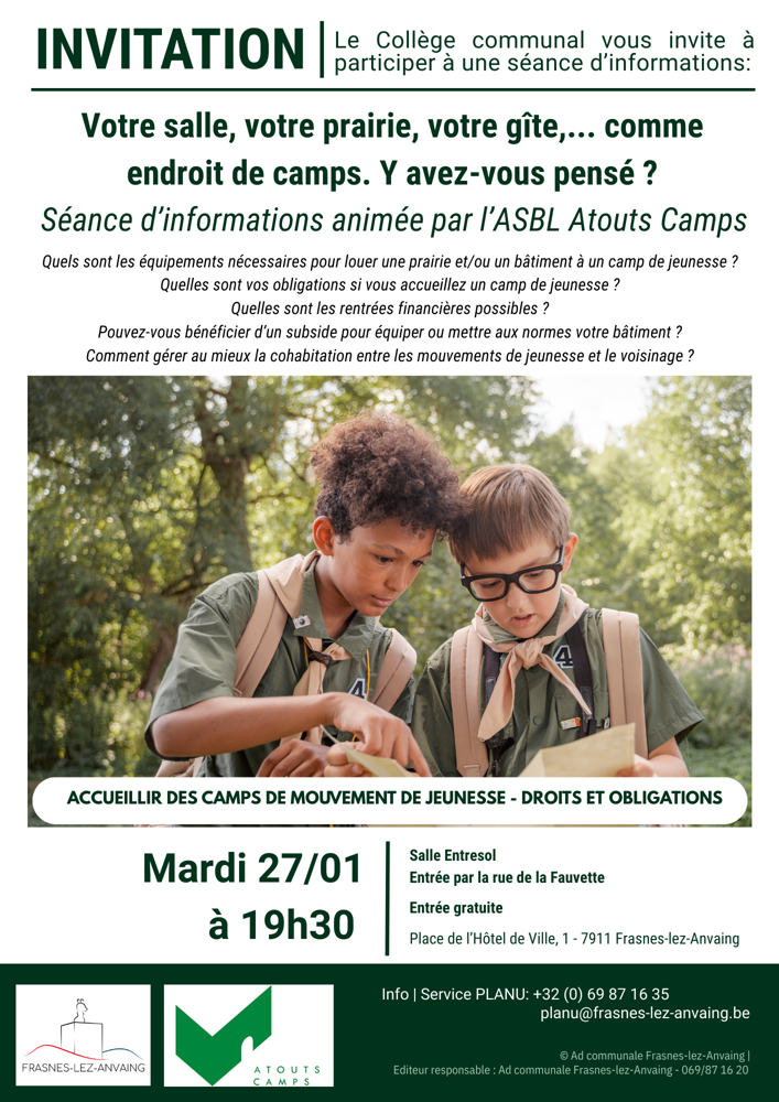 Séance d'information sur l'accueil de camp de mouvements de jeunesse